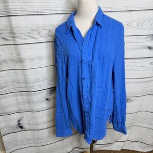 Elegant Blue Women's Button Down Shirt